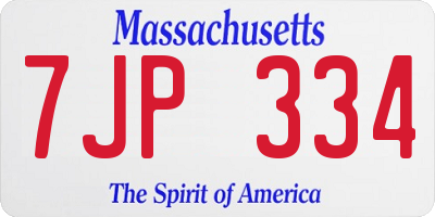 MA license plate 7JP334