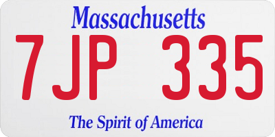 MA license plate 7JP335