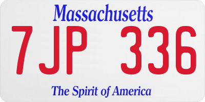 MA license plate 7JP336
