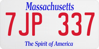 MA license plate 7JP337