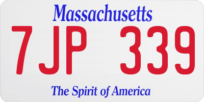 MA license plate 7JP339