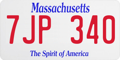 MA license plate 7JP340