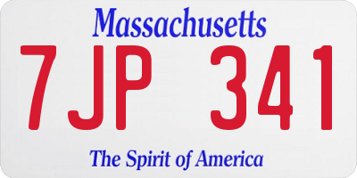 MA license plate 7JP341