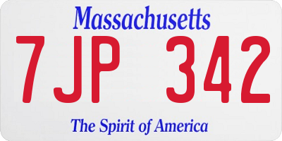 MA license plate 7JP342