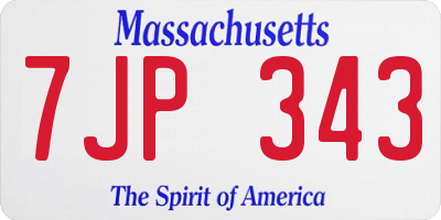 MA license plate 7JP343