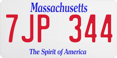 MA license plate 7JP344