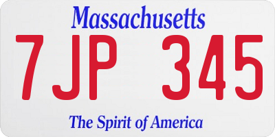 MA license plate 7JP345