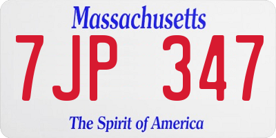 MA license plate 7JP347