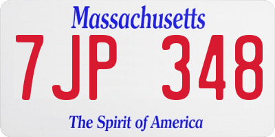 MA license plate 7JP348