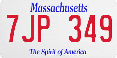 MA license plate 7JP349