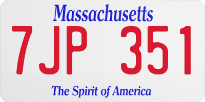 MA license plate 7JP351