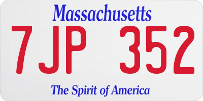 MA license plate 7JP352