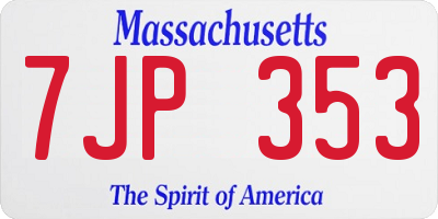 MA license plate 7JP353