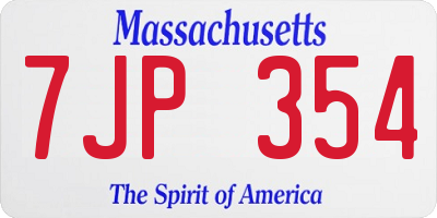 MA license plate 7JP354