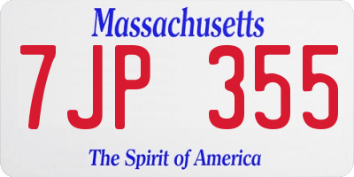 MA license plate 7JP355