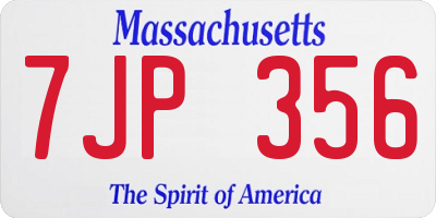 MA license plate 7JP356