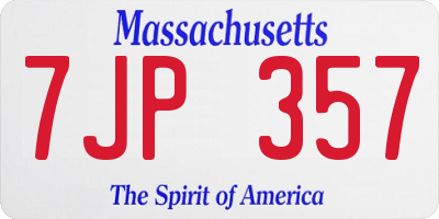 MA license plate 7JP357