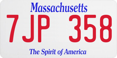 MA license plate 7JP358