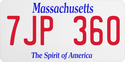 MA license plate 7JP360