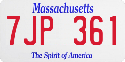 MA license plate 7JP361