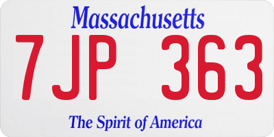 MA license plate 7JP363