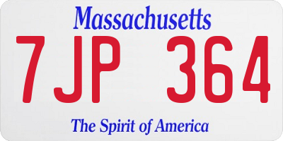 MA license plate 7JP364