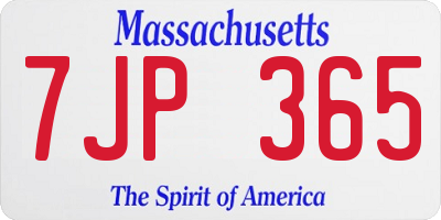 MA license plate 7JP365