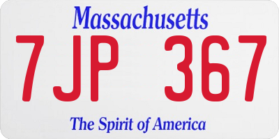 MA license plate 7JP367