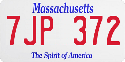 MA license plate 7JP372