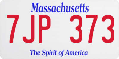 MA license plate 7JP373