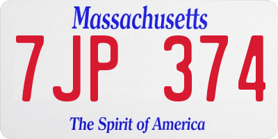 MA license plate 7JP374