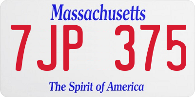 MA license plate 7JP375