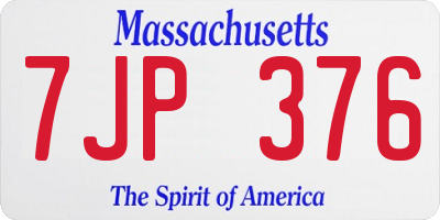 MA license plate 7JP376
