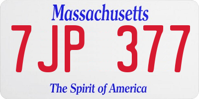 MA license plate 7JP377