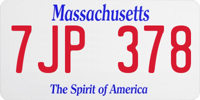 MA license plate 7JP378