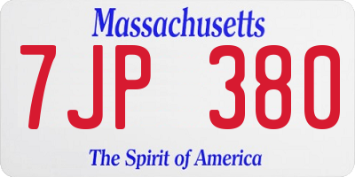 MA license plate 7JP380