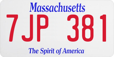 MA license plate 7JP381