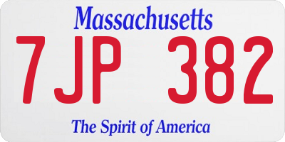 MA license plate 7JP382