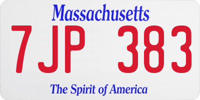 MA license plate 7JP383
