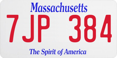 MA license plate 7JP384