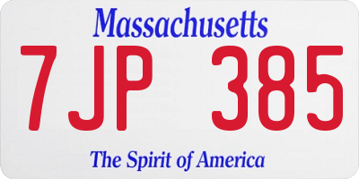 MA license plate 7JP385