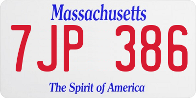 MA license plate 7JP386