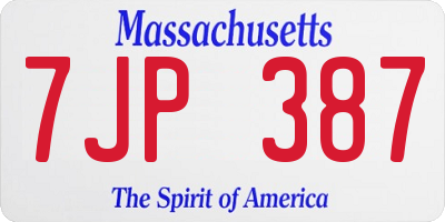 MA license plate 7JP387