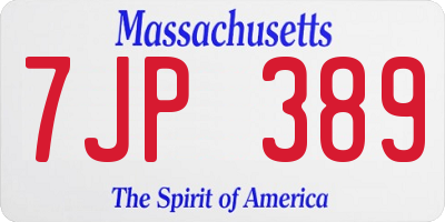 MA license plate 7JP389