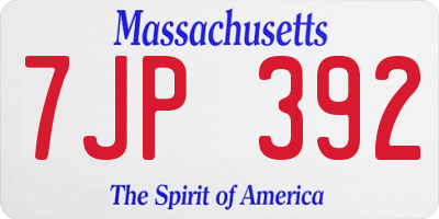 MA license plate 7JP392