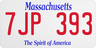 MA license plate 7JP393