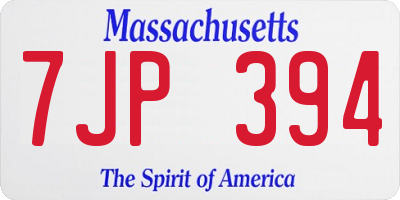 MA license plate 7JP394