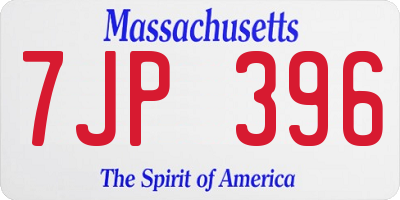 MA license plate 7JP396