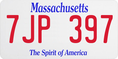 MA license plate 7JP397