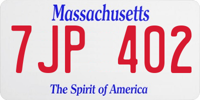 MA license plate 7JP402